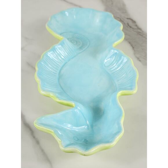 Seahorse Shaped Tray Kate Williams Turquoise 10" Ceramic Glazed 90s Vintage - Picture 7 of 15